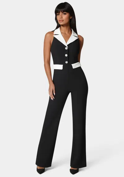 BEBE TAILORED STRAIGHT FLARED JUMPSUIT 