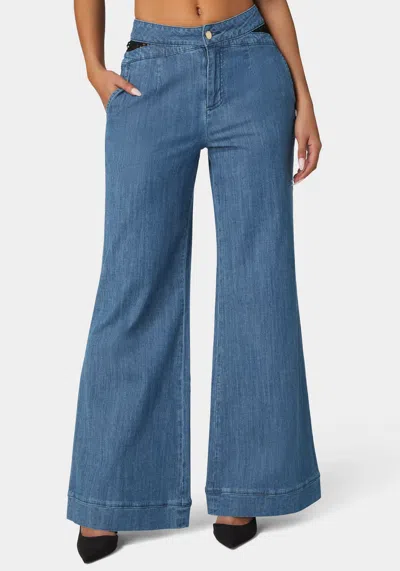 BEBE HIGH WAIST ULTRA WIDE LEG DENIM PANT 