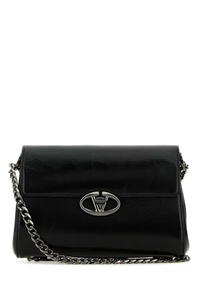 Valentino Black Leather Vlogo Shoulder