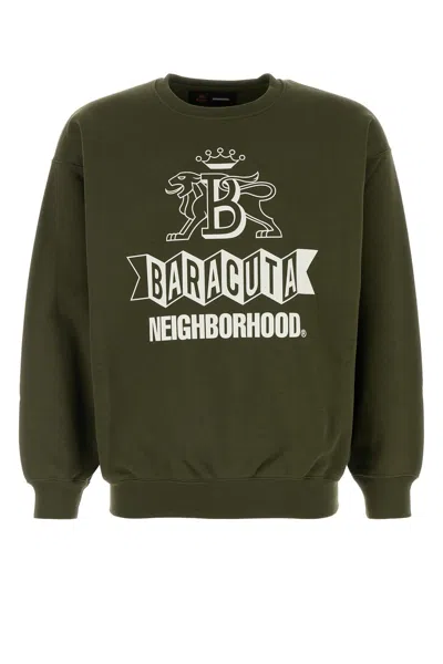 Baracuta Oversize Cotton Blend Crew-neck Sweatshirt With Graphic Print In Green