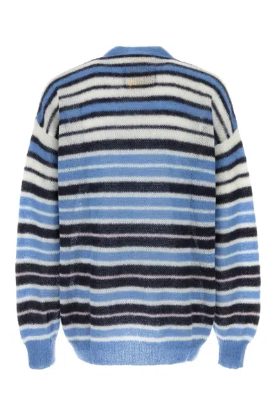 Marni Logo-embroidered Striped Mohair-blend Cardigan