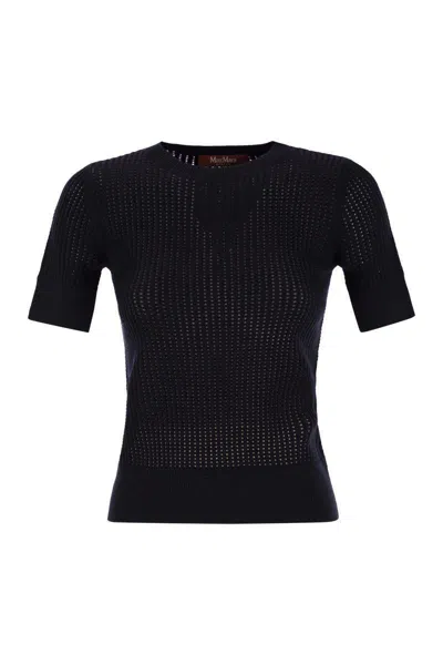 Max Mara Ebbri Crewneck Mesh-knit Sweater In Blue