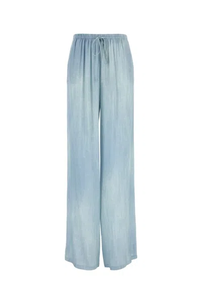 Shop Ermanno Scervino Light Blue Viscose Wide Leg Pant