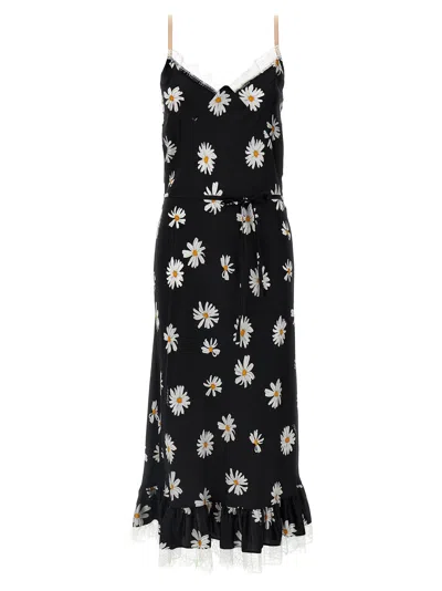 Moschino All-over Daisy Print Silk Twill Midi Dress