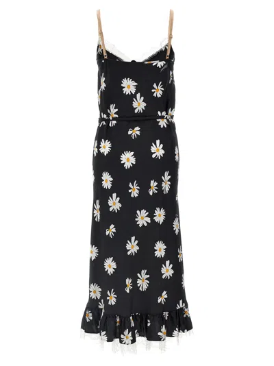 Moschino All-over Daisy Print Silk Twill Midi Dress