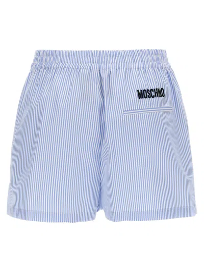 Moschino Light Blue Striped Elegant And Refined Women's Cotton Pants