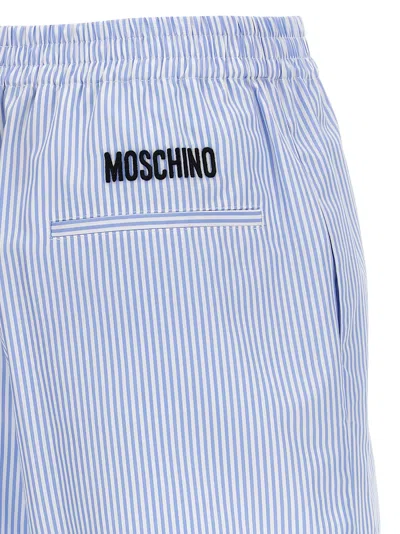 Moschino Light Blue Striped Elegant And Refined Women's Cotton Pants
