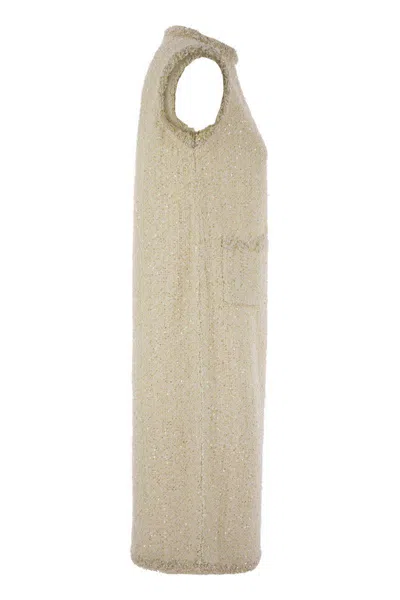 Fabiana Filippi Mini Dress In Tweed-effect Yarn In Beige