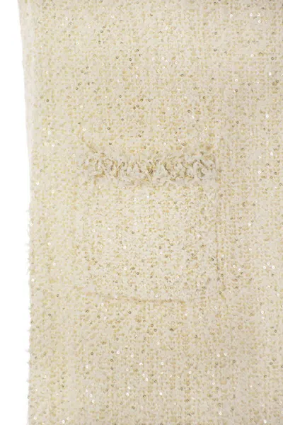 Fabiana Filippi Mini Dress In Tweed-effect Yarn In Beige