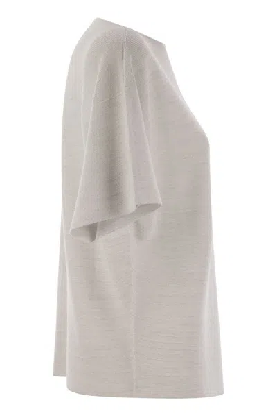 Fabiana Filippi Cotton And Lurex Boat-neck Sweater In Light Grey
