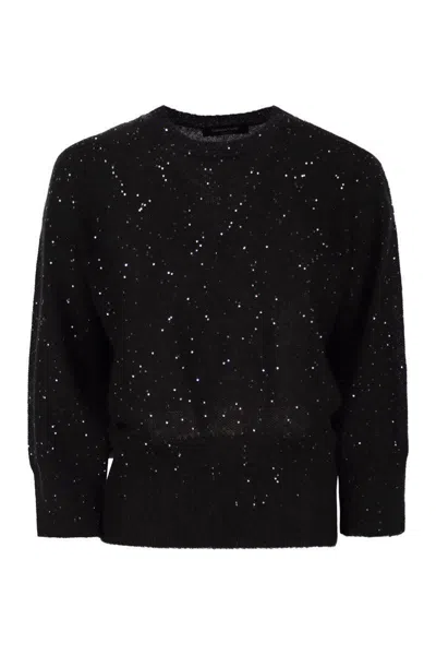 Fabiana Filippi Mohair Sweater With Micro Sequins In Black