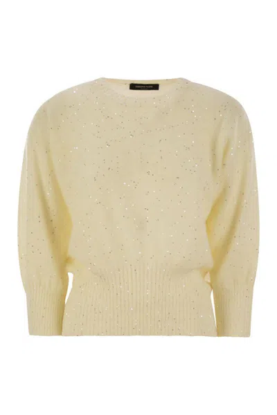 Fabiana Filippi Mohair Sweater With Micro Sequins In Beige