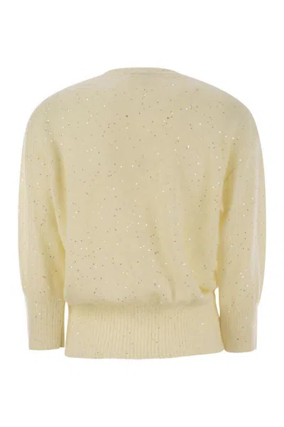 Fabiana Filippi Mohair Sweater With Micro Sequins In Beige