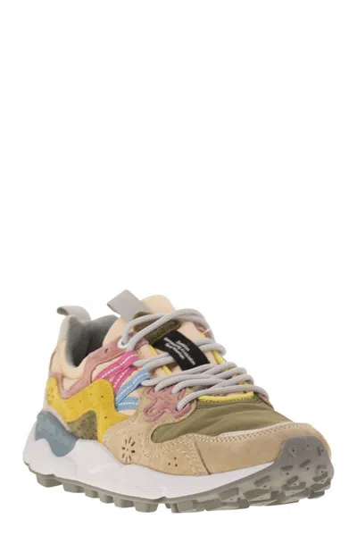 Flower Mountain Yamano 3 Suede And Nylon Dark Rose And Chestnut Sneakers In Pink/brown