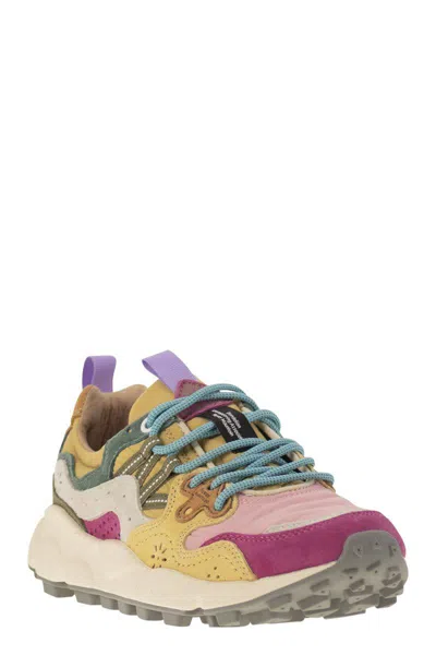 Flower Mountain Yamano 3 - Sneakers In Suede And Technical Fabric In Pink/fucsia