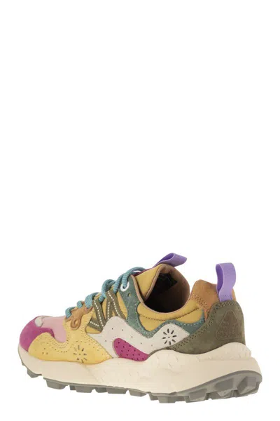 Flower Mountain Yamano 3 - Sneakers In Suede And Technical Fabric In Pink/fucsia