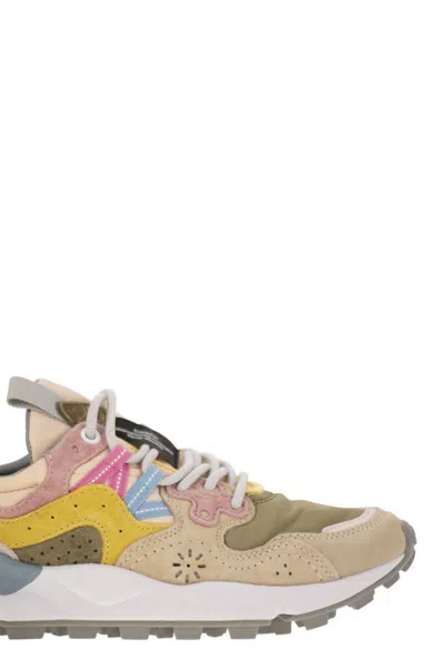 Flower Mountain Yamano 3 Suede And Nylon Dark Rose And Chestnut Sneakers In Pink/brown