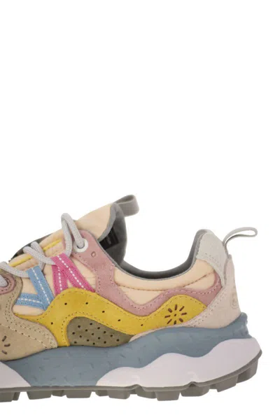 Flower Mountain Yamano 3 Suede And Nylon Dark Rose And Chestnut Sneakers In Pink/brown