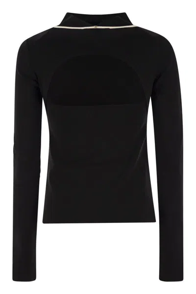 Sportmax Sleeveless Top With Contrast Trim And Cut-out Detailing In Black
