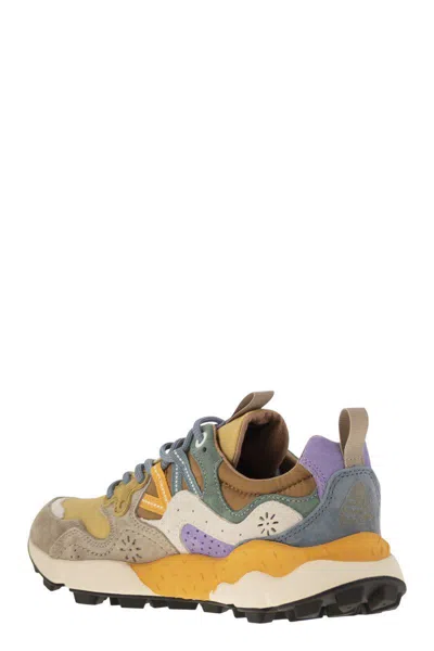 Flower Mountain Yamano 3 - Sneakers In Suede And Technical Fabric In Brown/mustard