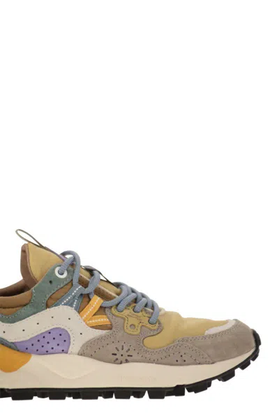 Flower Mountain Yamano 3 - Sneakers In Suede And Technical Fabric In Brown/mustard