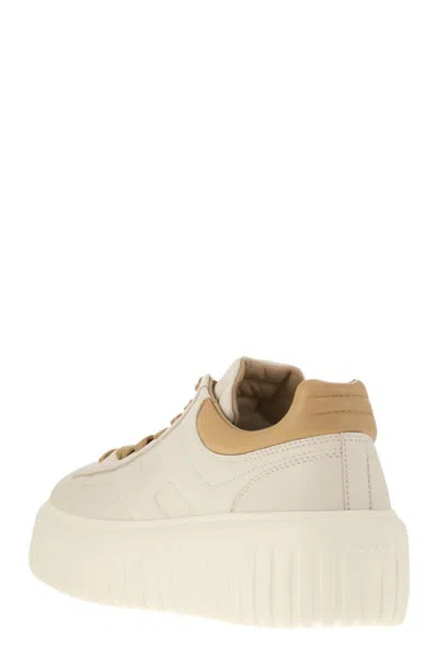 Hogan Sneakers H-stripes In Nappa Bianca Donna In Avory/brown