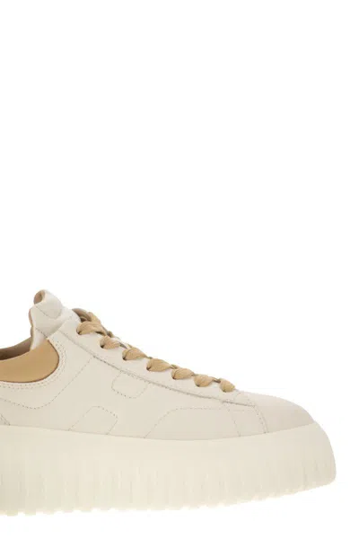 Hogan Sneakers H-stripes In Nappa Bianca Donna In Avory/brown