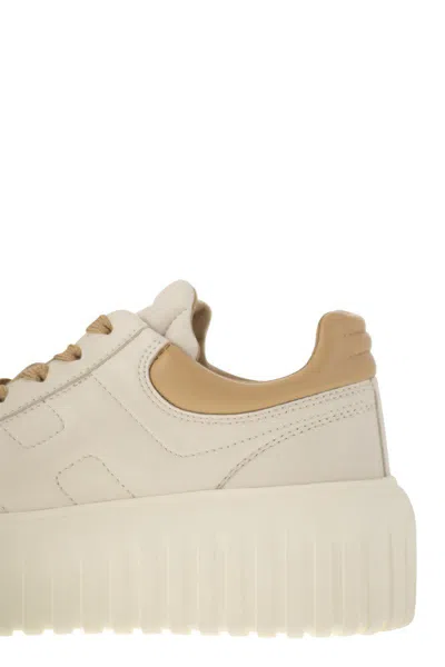 Hogan Sneakers H-stripes In Nappa Bianca Donna In Avory/brown