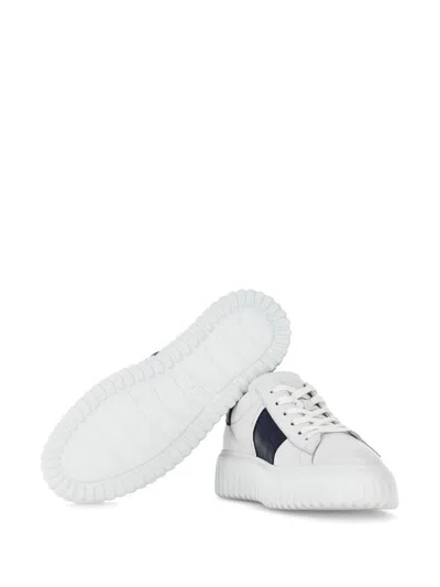 Hogan Panelled Design Calf Leather Sneakers With Chunky Sole In White