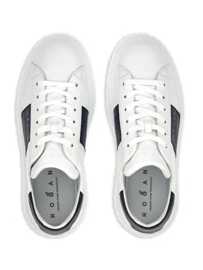 Hogan Panelled Design Calf Leather Sneakers With Chunky Sole In White