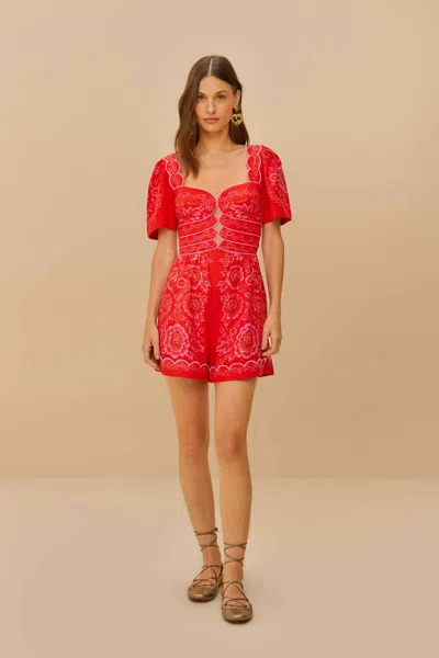 Farm Rio Active Red Olivia Cut-out Lenzing Ecovero Euroflax Romper