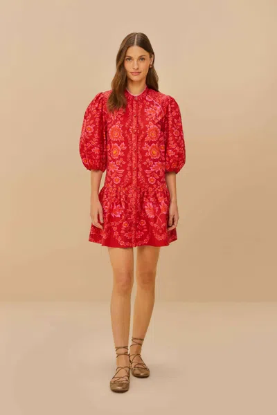 Farm Rio Active Red Olivia Organic Cotton Mini Dress In Olivia Red