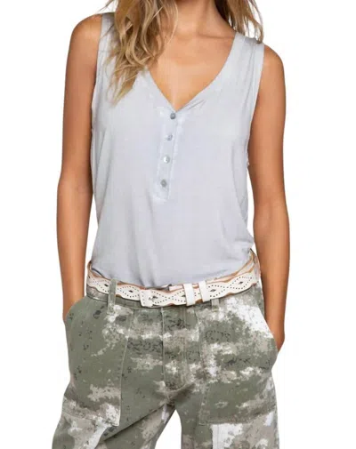 Pol Loving Soul Button Front Tank In Dove Grey In Multi