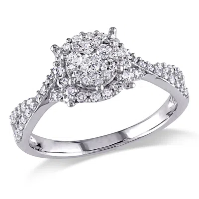 Mimi & Max 1/2ct Tw Halo Diamond Engagement Ring 10k White Gold In White