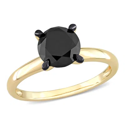 Mimi & Max 2ct Tw Black Diamond Solitaire Engagement Ring 14k Yellow Gold In Black