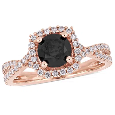 Mimi & Max 1 1/2ct Tw Black White Diamond Halo Infinity Engagement Ring 14k Rose Gold In Black