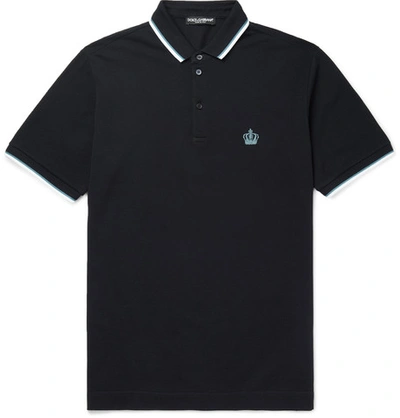Shop Dolce & Gabbana Slim-fit Cotton-piqué Polo Shirt