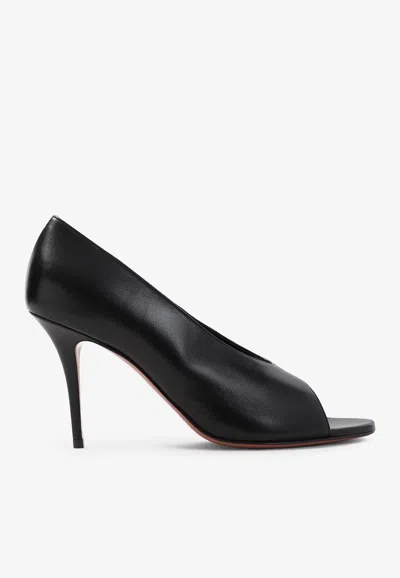 Amina Muaddi Julianne 90 Nappa Leather Sandals In Black