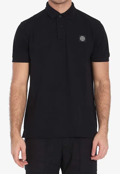 Stone Island Logo Polo Shirt In Black