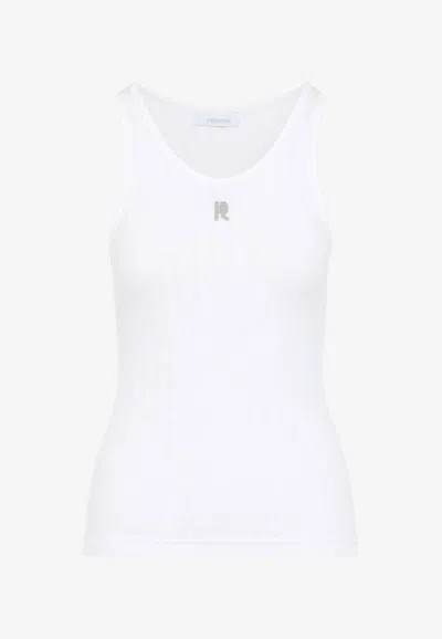 Rabanne R Logo Tank Top In White