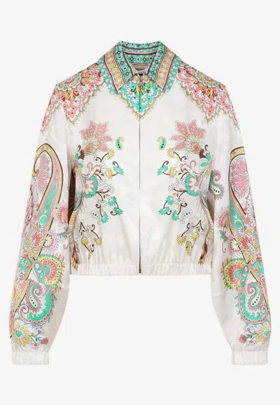 Etro Women's Lucky Charms Bomber Jacket In White