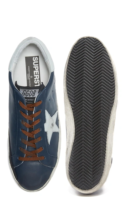 Shop Golden Goose Superstar Leather Sneakers In Blue/brown