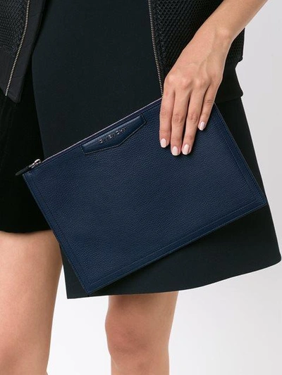 Shop Givenchy Medium 'antigona' Clutch In Blue