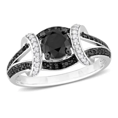 Mimi & Max 1 3/8ct Tw Black And White Diamond Split Shank Ring 10k White Gold In Multi
