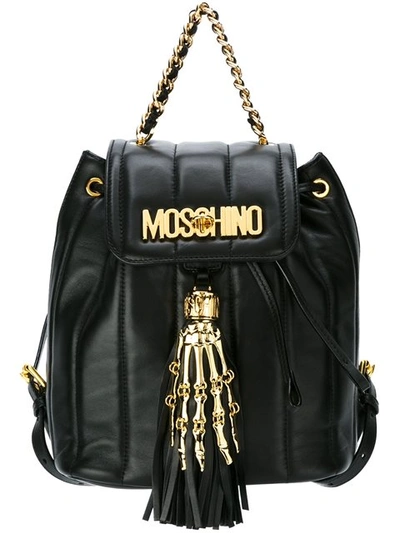 Moschino Leather Backpack With Gilded Hardware In A0555