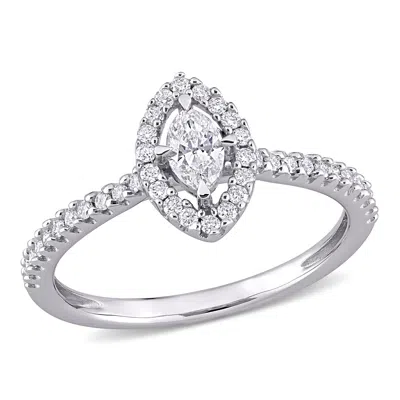 Mimi & Max 1/2ct Tw Marquise-cut Diamond Floating Halo Engagement Ring 14k White Gold In White