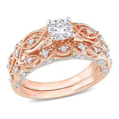 Mimi & Max 3/4ct Tdw Diamond Bridal Ring Set 10k Rose Gold In White