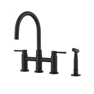 Streamdale Furniture Streamdale Double Handle Bridge Kitchen Faucet With Side Spray
