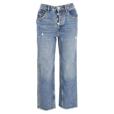 Maje Zip Detail High-rise Wide-leg Jeans In Blue Cotton Denim In Blue
