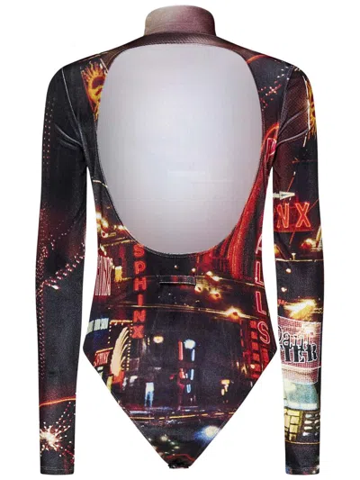 Jean Paul Gaultier The Velvet Pigalle High-neck Bodysuit In Red